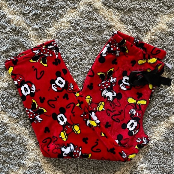 COPY - Disney Mickey Mouse Red Fuzzy Sleep Pants - Picture 1 of 5